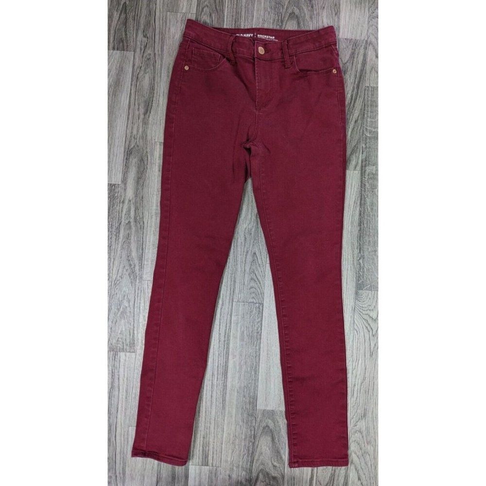 (3/$35) Old Navy Womens Size 6 Regular Rockstar Skinny Mid Rise Red Denim Jeans